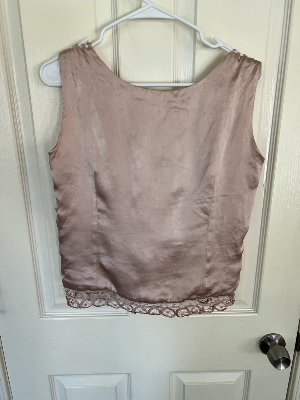 Vintage Soulmate 100% Silk Crochet Overlay Sleeveless Blouse Boho Festival Top - Picture 8 of 9